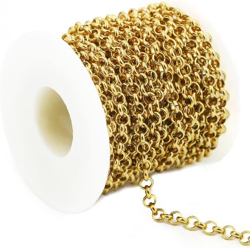 Silver Rolo Chain Jewelry Making Supplies 9.8ft - 4mm Link Chain Bulk for DIY Bracelet Hat Chains Decoration in Kuwait