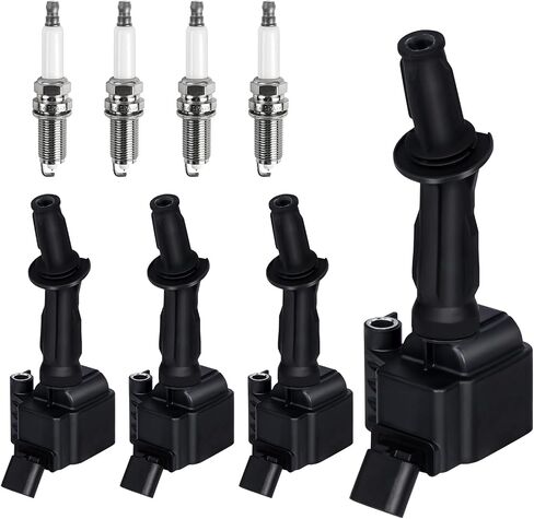 4pcs Ignition Coil & Spark Plug Fit for VW Volkswagen Passat Jetta Tiguan Beetle GTI Golf Audi A3 A4 Q3 1.8L 2.0L 2013 2014 2015 2016 2017 2018 2019 Coil Pack Replaces# UF765 06J905110D in Saudi Arabia