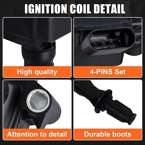 4pcs Ignition Coil & Spark Plug Fit for VW Volkswagen Passat Jetta Tiguan Beetle GTI Golf Audi A3 A4 Q3 1.8L 2.0L 2013 2014 2015 2016 2017 2018 2019 Coil Pack Replaces# UF765 06J905110D in Saudi Arabia