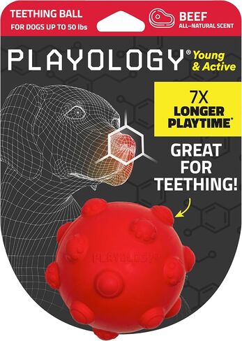 playology puppy ball ball | لعبة الكلب للكلاب الصغيرة والنشطة | إشراك لعبة زبدة الفول السوداني الطبيعية المعطرة على الجراء in Kuwait