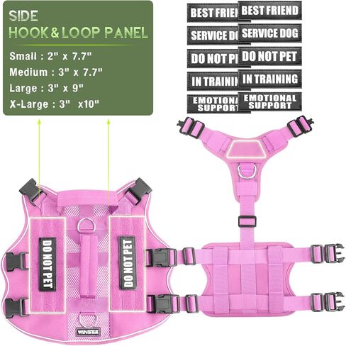 Winsee شبكة الكلب تسخير مع 10 بقع الحيوانات الأليفة للكلاب خدمة متوسطة في التدريب ، سترة مولي التكتيكية المتنفس مع مقبض مزدوج ، سترة الحيوانات الأليفة العسكرية العاكسة للمشي المشي لمسافات طويلة in Kuwait