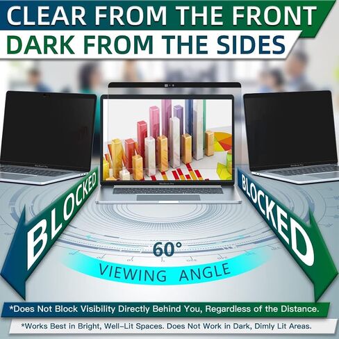 STARY 2-Pack Privacy 15.6 Inch Laptop Screen Protector - Compatible with Dell/HP/Samsung/Asus/Toshiba, 16:10 Aspect Ratio Privacy Filter, Anti-Glare & Blue Light Laptop Privacy Screen Shield in Saudi Arabia