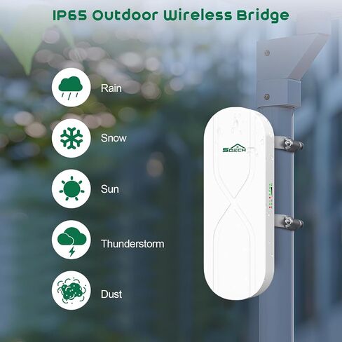 Wireless Bridge,SQECH CPE-S900 Point to Point Wireless Bridge with 100/1000Mbps LAN Ports, 5KM 5.8G WiFi Bridge for PTP/PTMP with 16dBi High Gain Antenna,24V POE Adapter,RJ45 Ethernet Port,2 Pack in Saudi Arabia