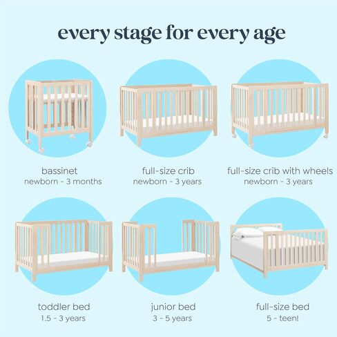 Carter's by Davinci Colby Grow 6-in-1 Convertible Crib - Color Name | GREENGUARD Gold Certified, Converts from a Portable Bassinet to a Full-Size Crib w/ wheels, Daybed, Junior Bed, Full-Size Bed in Saudi Arabia