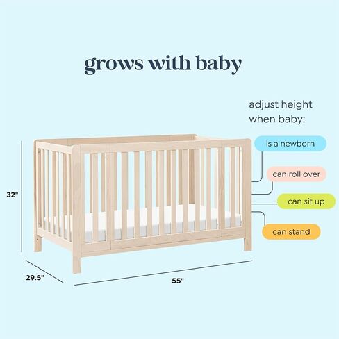 Carter's by Davinci Colby Grow 6-in-1 Convertible Crib - Color Name | GREENGUARD Gold Certified, Converts from a Portable Bassinet to a Full-Size Crib w/ wheels, Daybed, Junior Bed, Full-Size Bed in Saudi Arabia