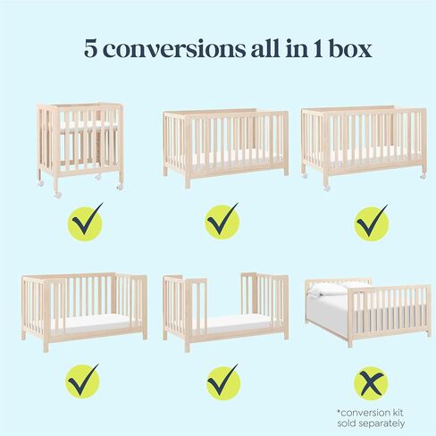 Carter's by Davinci Colby Grow 6-in-1 Convertible Crib - Color Name | GREENGUARD Gold Certified, Converts from a Portable Bassinet to a Full-Size Crib w/ wheels, Daybed, Junior Bed, Full-Size Bed in Saudi Arabia