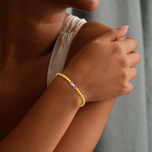 سوار Yoosteel Dainty Birthstone للنساء - مرن 14 كيلو مرن الذهب مسببات حبة حبة الصداقة العصرية هدايا المجوهرات للنساء in Kuwait
