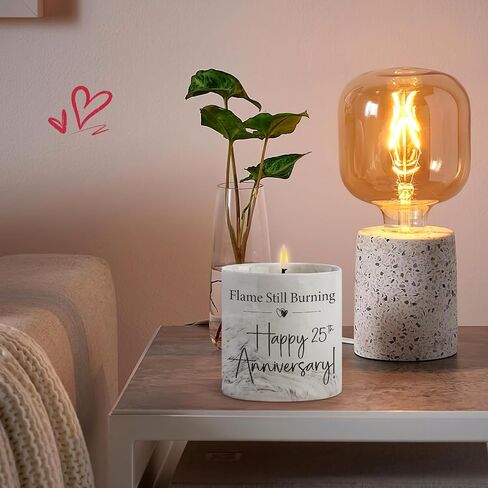 25th Anniversary Candle, 25th Wedding Anniversary Present for Couple, Wife & Husband - 25 Year Aniversario Gifts, 6 Oz Ceramics Lavender Candle in Kuwait