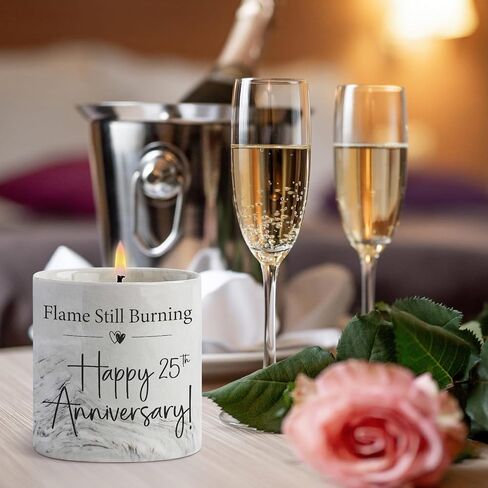 25th Anniversary Candle, 25th Wedding Anniversary Present for Couple, Wife & Husband - 25 Year Aniversario Gifts, 6 Oz Ceramics Lavender Candle in Kuwait
