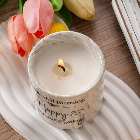 25th Anniversary Candle, 25th Wedding Anniversary Present for Couple, Wife & Husband - 25 Year Aniversario Gifts, 6 Oz Ceramics Lavender Candle in Kuwait