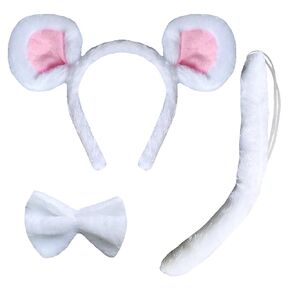 DALJIAFA Halloween Mouse Ears Headband Bow Tie Tail Mouse Hair Hoops Headpiece Bowtie Women Animal Hair Bands Hairband Cosplay Dress Up Masquerade Holiday Festival Parade Birthday Party Supplies Brown in Kuwait