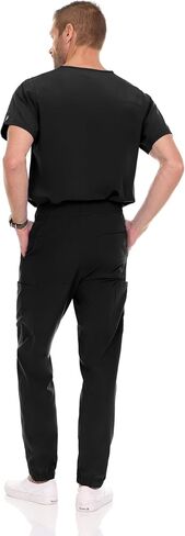 MediChic Men Scrubs Set - Stretch V-Neck Scrub Top with 7-Pocket Pants, Anti-Wrinkle, Yoga Waistband Workwear Scrubs for Men in Kuwait