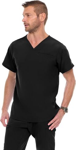 MediChic Men Scrubs Set - Stretch V-Neck Scrub Top with 7-Pocket Pants, Anti-Wrinkle, Yoga Waistband Workwear Scrubs for Men in Kuwait