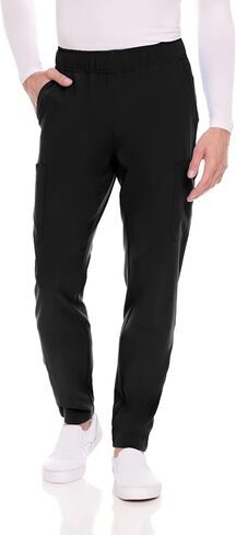 MediChic Men Scrubs Set - Stretch V-Neck Scrub Top with 7-Pocket Pants, Anti-Wrinkle, Yoga Waistband Workwear Scrubs for Men in Kuwait