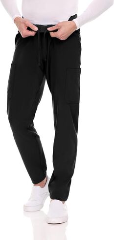 MediChic Men Scrubs Set - Stretch V-Neck Scrub Top with 7-Pocket Pants, Anti-Wrinkle, Yoga Waistband Workwear Scrubs for Men in Kuwait
