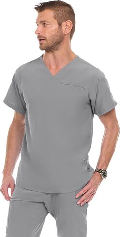 MediChic Men Scrubs Set - Stretch V-Neck Scrub Top with 7-Pocket Pants, Anti-Wrinkle, Yoga Waistband Workwear Scrubs for Men in Kuwait