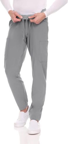 MediChic Men Scrubs Set - Stretch V-Neck Scrub Top with 7-Pocket Pants, Anti-Wrinkle, Yoga Waistband Workwear Scrubs for Men in Kuwait