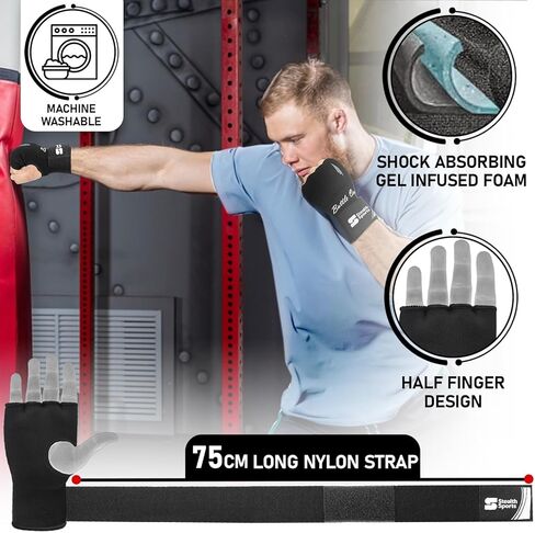 لفافات يد داخلية مبطنة للرجال والنساء والأطفال الصغار بطول 75 سم أشرطة معصم مرنة طويلة لفافات ملاكمة جل سريعة MMA اللكم فنون الدفاع عن النفس Muay Thai Gel تحت ضمادات القفازات in Kuwait