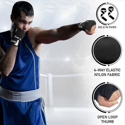 لفافات يد داخلية مبطنة للرجال والنساء والأطفال الصغار بطول 75 سم أشرطة معصم مرنة طويلة لفافات ملاكمة جل سريعة MMA اللكم فنون الدفاع عن النفس Muay Thai Gel تحت ضمادات القفازات in Kuwait