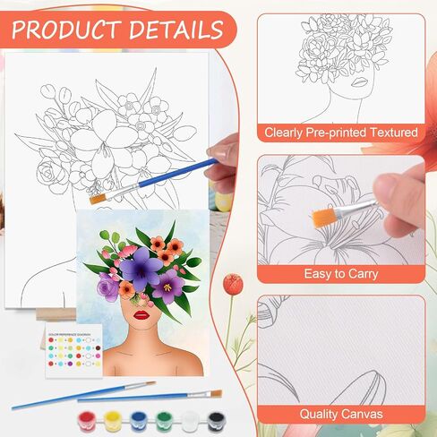 قماشية مسبقة مسبقًا ، 9 أجهزة كمبيوتر مثقفة ، قم بقطعة Cat و Dog Canvas Papers Animal Pre Canvas Diy جاهزة لطلاء مجموعة مخططات مع 4 هدايا للفنون الفرش in Kuwait