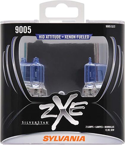 SYLVANIA - 9005 (HB3) SilverStar zXe High Performance Halogen Headlight Bulb - Bright White Light Output, HID Attitude, Xenon Fueled Technology (Contains 2 Bulbs) in Saudi Arabia