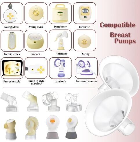 2pcs 19mm Soft Rim Flanges with 106 Degree Wider Opening Angle for Medela Breast Pump, PersonalFit, Freestyle, Maxflow Freestyle Flex Swing Maxi Connector in Kuwait