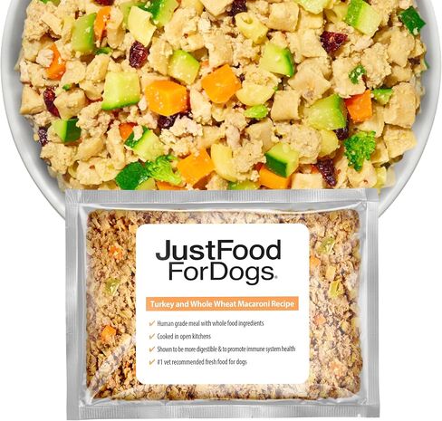 طعام الكلاب الطازج المجمد من JustFoodForDogs، وجبة كاملة أو طعام للكلاب، معكرونة من الديك الرومي والقمح الكامل، وصفة طعام للكلاب من الدرجة البشرية، 18 أونصة (عبوة من 14 قطعة) in Saudi Arabia