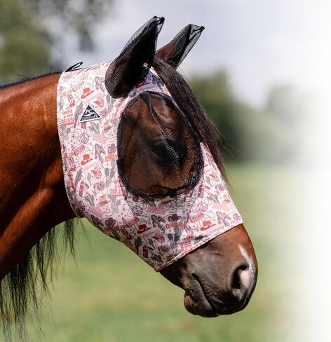 Professional's Choice Comfort-Fit Horse Fly Mask - Pony Tracks Pattern - Maximum Protection and Comfort for Your Horse in Kuwait