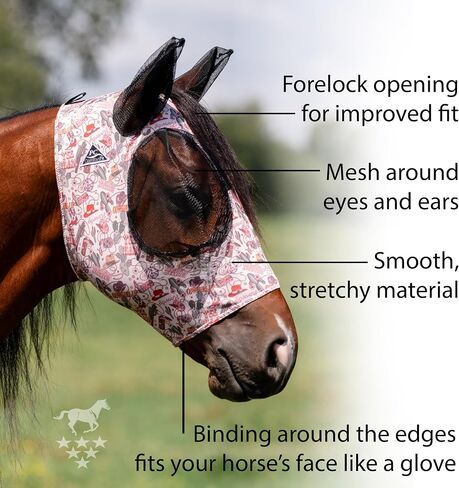 Professional's Choice Comfort-Fit Horse Fly Mask - Pony Tracks Pattern - Maximum Protection and Comfort for Your Horse in Kuwait