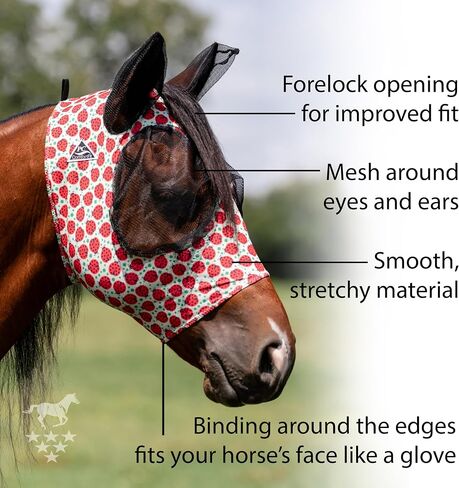 Professional's Choice Comfort-Fit Horse Fly Mask - Pony Tracks Pattern - Maximum Protection and Comfort for Your Horse in Kuwait
