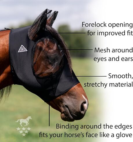 Professional's Choice Comfort-Fit Horse Fly Mask - Pony Tracks Pattern - Maximum Protection and Comfort for Your Horse in Kuwait