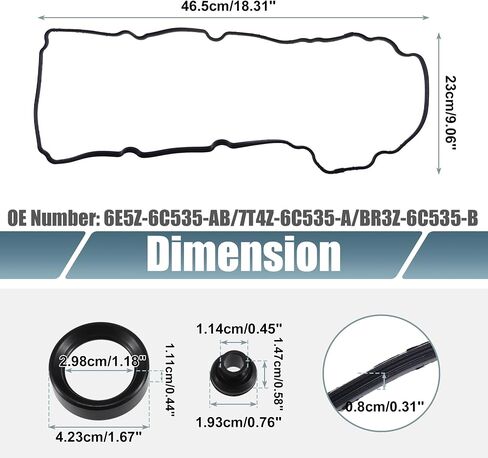 uxcell 2 Set Engine Valve Cover Gaskets Seals No.6E5Z-6C535-AB/7T4Z-6C535-A/BR3Z-6C535-B for Ford Explorer 2013-2019 Black in Saudi Arabia