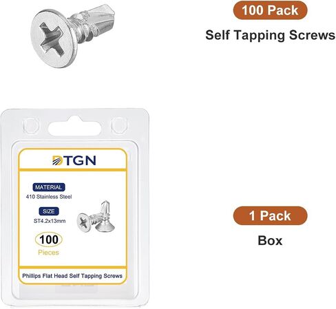 25Pcs ST3.5x16mm Self Drilling Screws, 410 Stainless Steel Flat Head Phillips Sheet Metal Screw - Good for Wood to Metal, Furniture - Silver in Saudi Arabia