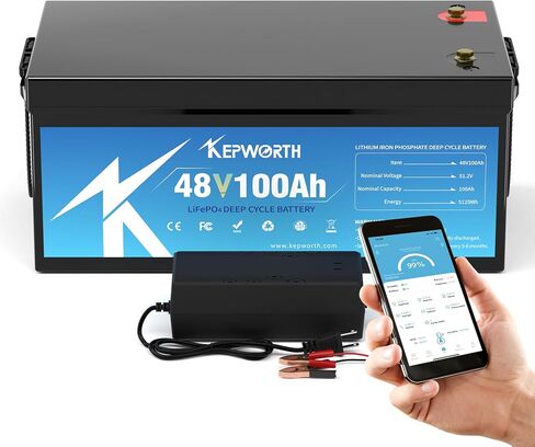 12.8V 100Ah Lithium Battery Bluetooth, Rechargeable Deep Cycle LiFePO4 Batteries BCI Group 24,100A Smart BMS, Perfect for Solar, Boat, RV, Backups, Motorhome, Trolling Motor in Saudi Arabia