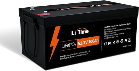 Litime 51.2v 100ah LifePo4 Lithium Battery Group 8D مدمج في 100A BMS وخلايا الصف A ، كحد أقصى. 5120W قوة تحميل ، مع 4000-15000 دورة و 10 سنوات مدى الحياة ، مثالية للمنزل الشمسي ، RV ، خارج الشبكة. in Saudi Arabia