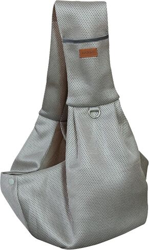 Dog Carrier Sling - Ultra Breathable Reversible Puppy Carrier Purse with Storage Pocket, Travel Safety Harness, Hand-Free Dog Sling Carrier for Carry Small Dogs and Cats, Dog and Cat Harness(Gray) in Saudi Arabia