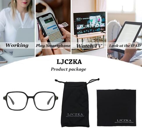 LJCZKA Blue Light Blocking Glasses Square for Women and Men,Retro 90s Rectangle Computer Gaming Glasses in Saudi Arabia