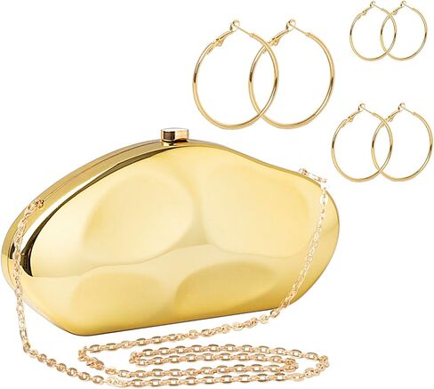 4 Pcs Clutch Purse Set for Women, Acrylic Shell Evening Bag with Earrings & Chain for Wedding, Prom & Party in Saudi Arabia