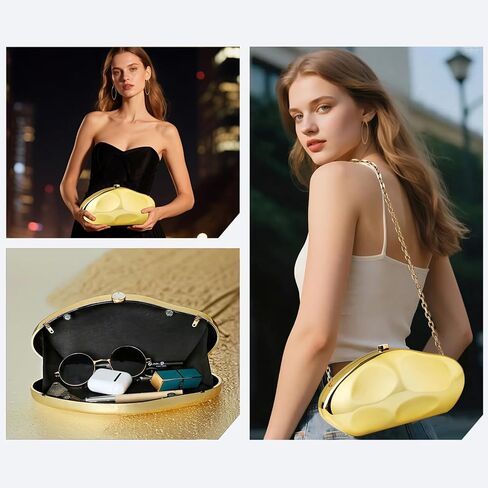 4 Pcs Clutch Purse Set for Women, Acrylic Shell Evening Bag with Earrings & Chain for Wedding, Prom & Party in Saudi Arabia