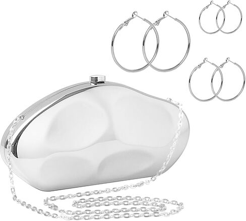 4 Pcs Clutch Purse Set for Women, Acrylic Shell Evening Bag with Earrings & Chain for Wedding, Prom & Party in Saudi Arabia