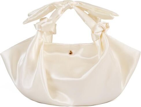 Satin Clutch Purse with Knots,adjustable Silk Top-handle Knots Evening Bag for Women Wedding Party Pure handmade Handbag in Saudi Arabia