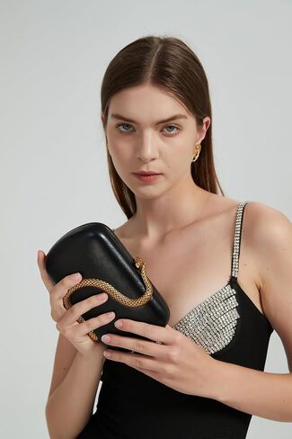 RomanticDesign Women Unique PU Leather Evening Clutch Chic Snake Pattern Decor Purse Party Banquet Wedding Handbag in Kuwait