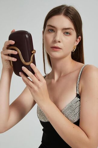 RomanticDesign Women Unique PU Leather Evening Clutch Chic Snake Pattern Decor Purse Party Banquet Wedding Handbag in Kuwait