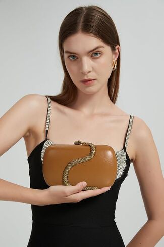 RomanticDesign Women Unique PU Leather Evening Clutch Chic Snake Pattern Decor Purse Party Banquet Wedding Handbag in Kuwait