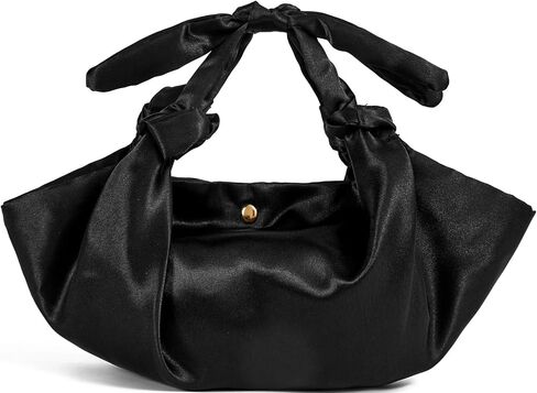 Satin Clutch Purse with Knots,adjustable Silk Top-handle Knots Evening Bag for Women Wedding Party Pure handmade Handbag in Saudi Arabia