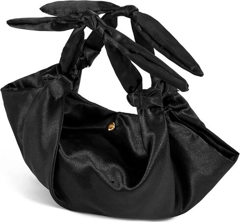 Satin Clutch Purse with Knots,adjustable Silk Top-handle Knots Evening Bag for Women Wedding Party Pure handmade Handbag in Saudi Arabia