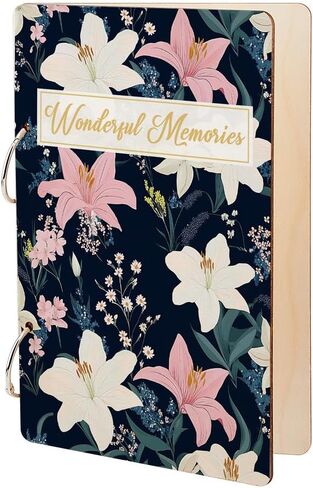 SUPERDANT Wonderful Memories Greeting Card Holder Organizer Wooden Card Keeper Binder Planning Book Flowers Birthday Cards Keeper Photo Album Cover Graduation Wedding Planner Journal Keepsake Gift in Kuwait