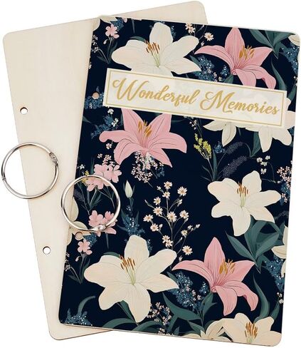 SUPERDANT Wonderful Memories Greeting Card Holder Organizer Wooden Card Keeper Binder Planning Book Flowers Birthday Cards Keeper Photo Album Cover Graduation Wedding Planner Journal Keepsake Gift in Kuwait