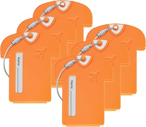 2Pack علامات الأمتعة البلاستيكية على شكل جيرسي - حماية خفيفة الوزن وآمنة للخصوصية لمعلوماتك الشخصية (برتقالي) in Kuwait