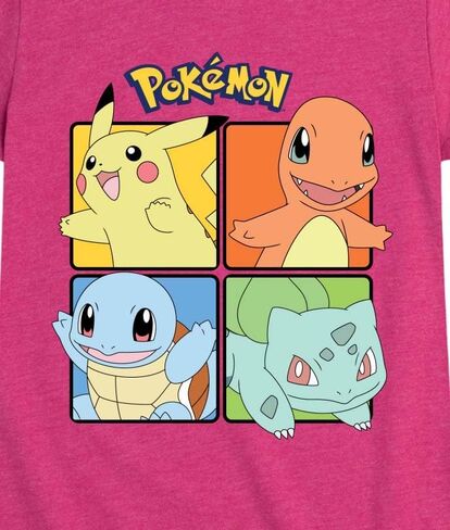 Pokémon - Pikachu و Charmander و Squirtle و Bulbasaur - فتيات مزودات تي شيرت قصير الأكمام in Kuwait
